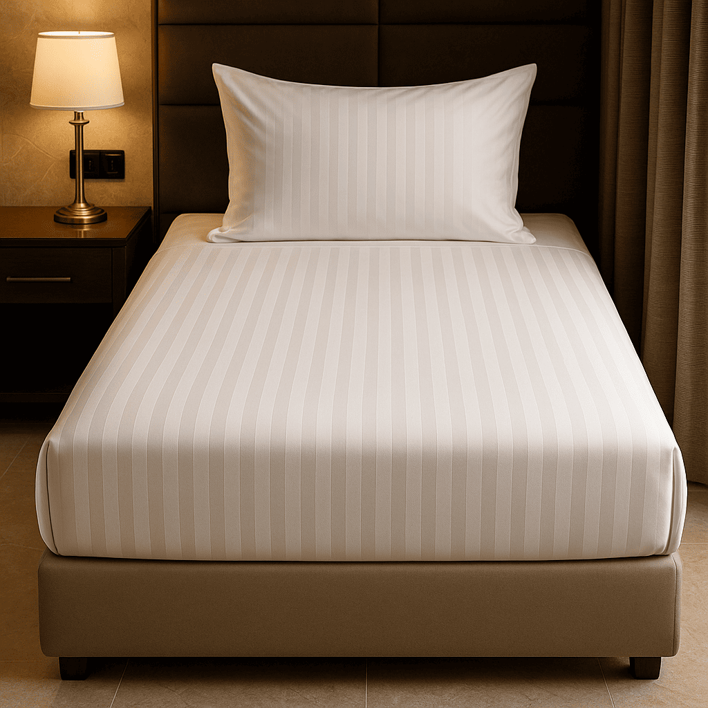 Tek Kişilik Çarşaf 83 Tel Çizgili Polysaten 180x280