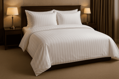 Çift Kişilik Nevresim 83 Tel Çizgili Polysaten 200x230