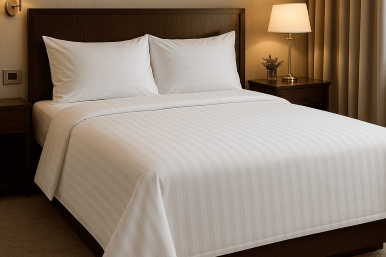 Çift Kişilik Çarşaf 83 Tel Çizgili Polysaten 240x280