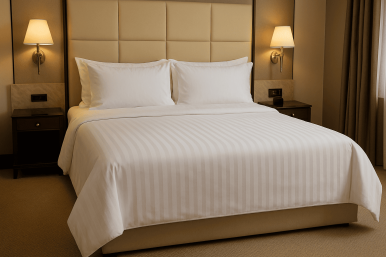 King Size Çarşaf 83 Tel Çizgili Polysaten 280x280