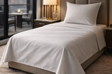 Otel Yatak Çarşafı 160x240 cm – 120 Tel Düz Beyaz | %100 Pamuk
