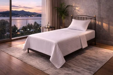 Otel Yatak Çarşafı 160x240 cm – 83 Tel Çizgili | %100 Pamuk