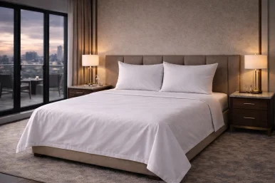 Otel Yatak Çarşafı 240x280 cm – 120 Tel Düz Beyaz | %100 Pamuk